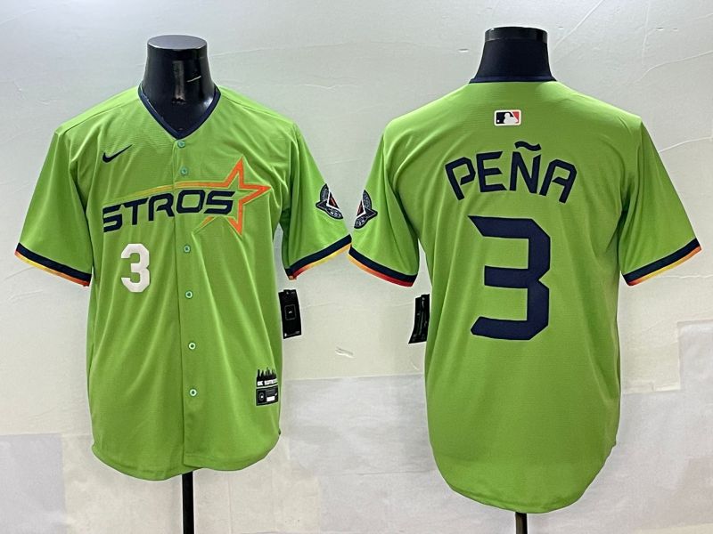 Men Houston Astros 3 Pena Green three generations Joint Name 2025 Nike MLB Jersey style 4